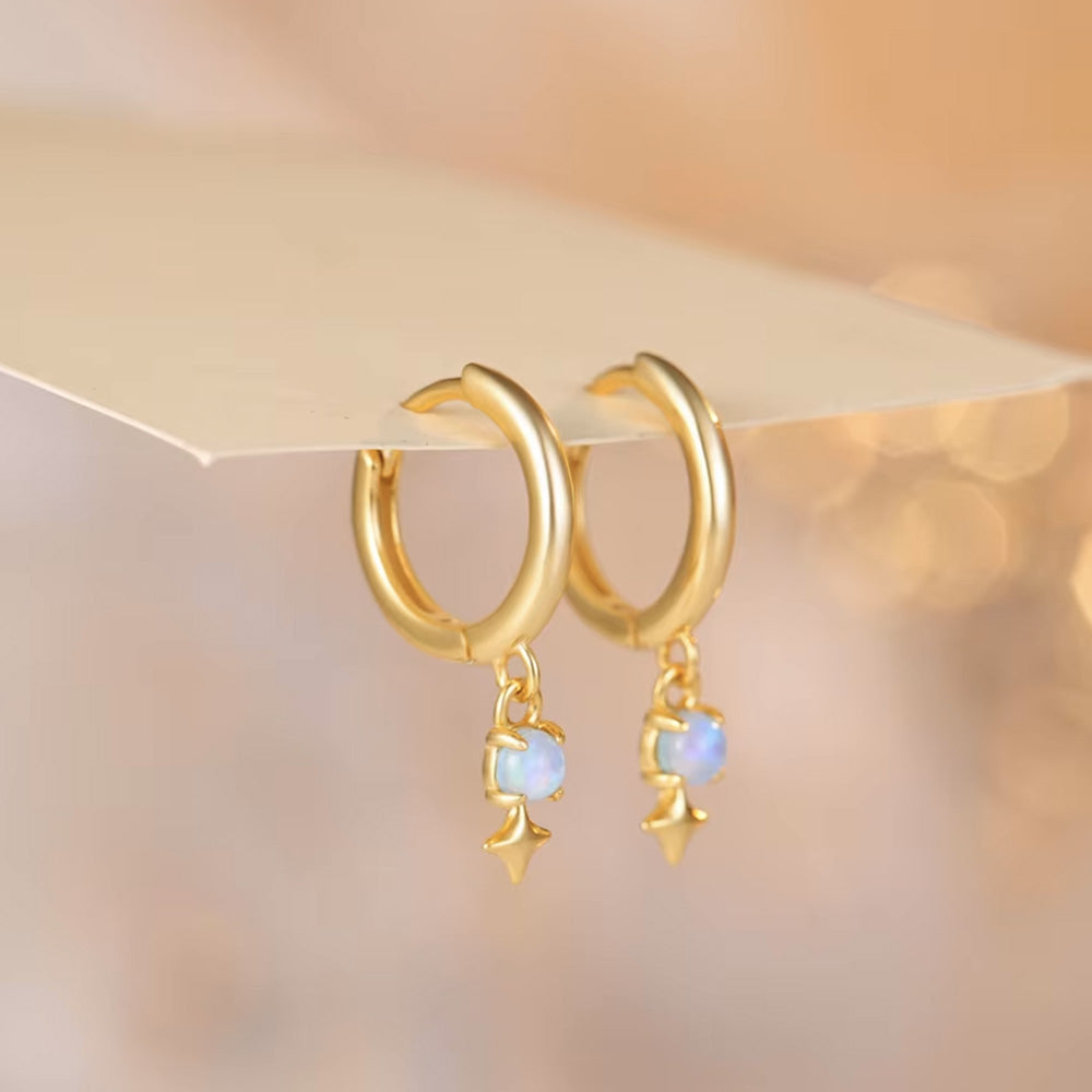 14K Gold Moonstone Earrings