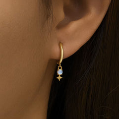 14K Gold Moonstone Earrings