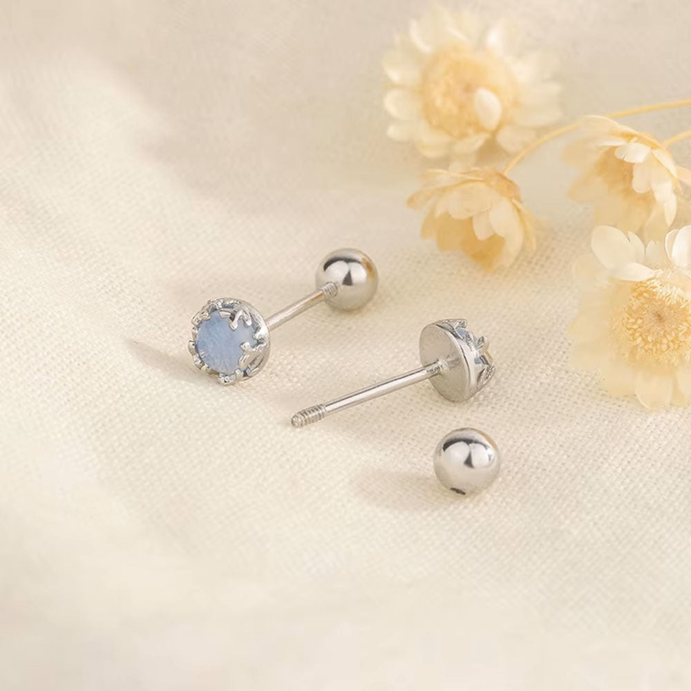 Blue Moonstone Stud Earrings