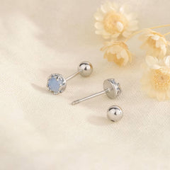 Blue Moonstone Stud Earrings