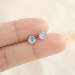 Blue Moonstone Stud Earrings