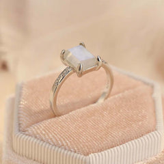 Emerald Cut Moonstone Ring