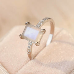 emerald cut moonstone ring