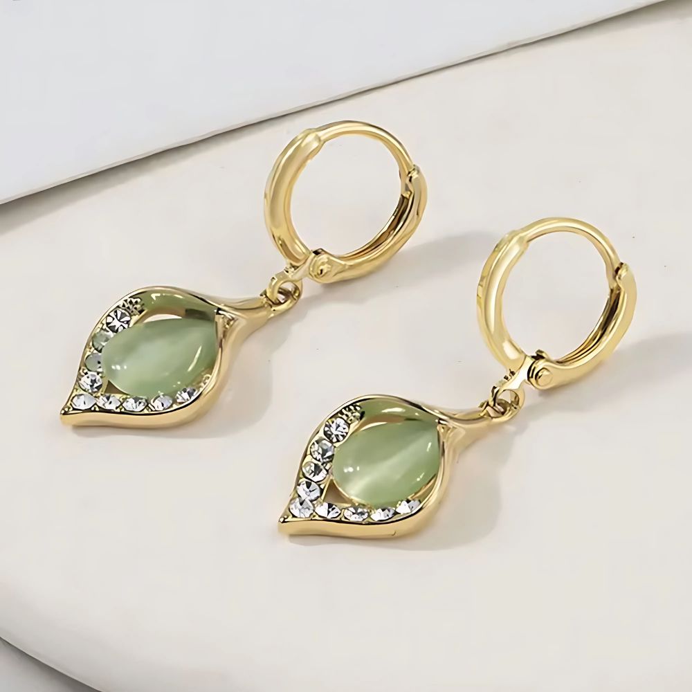 Green Moonstone Earrings