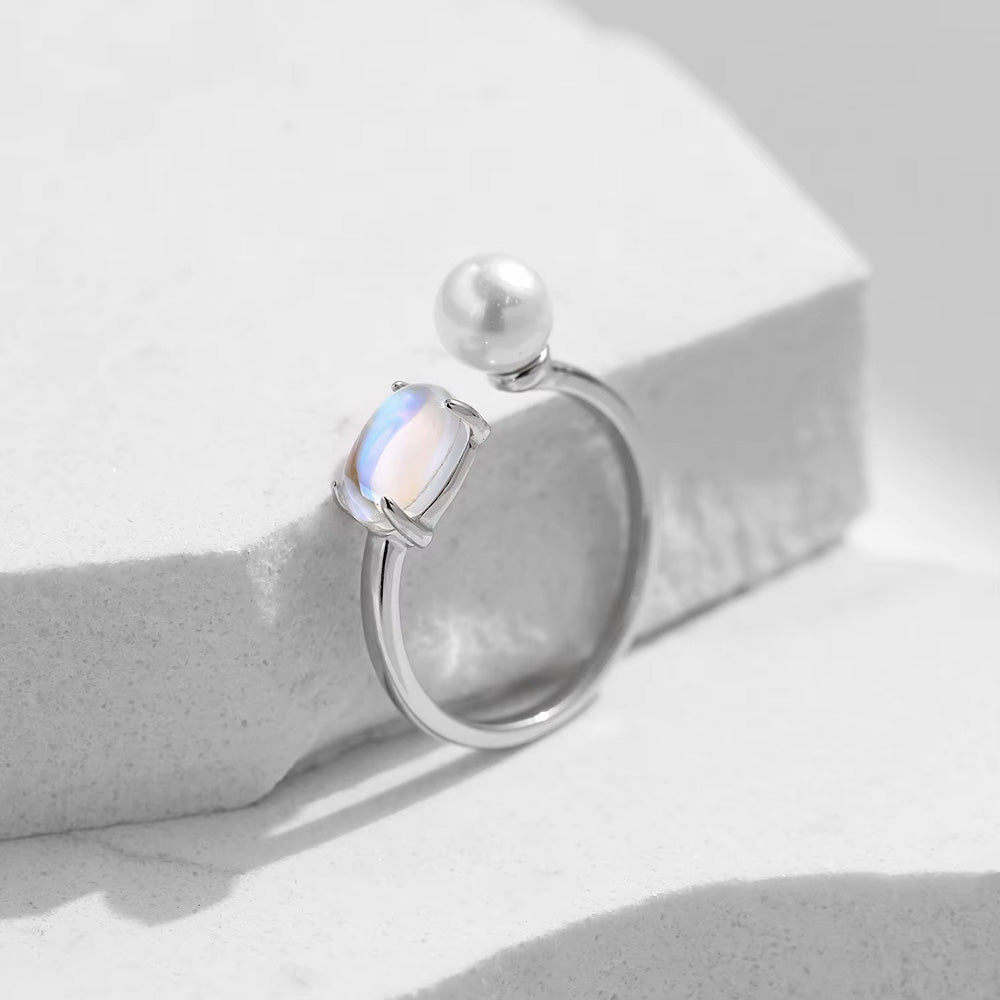 Moonstone Pearl Ring