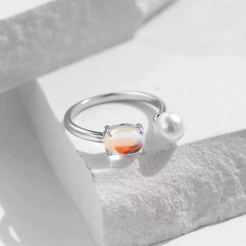 Moonstone Pearl Ring