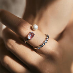 Moonstone Pearl Ring