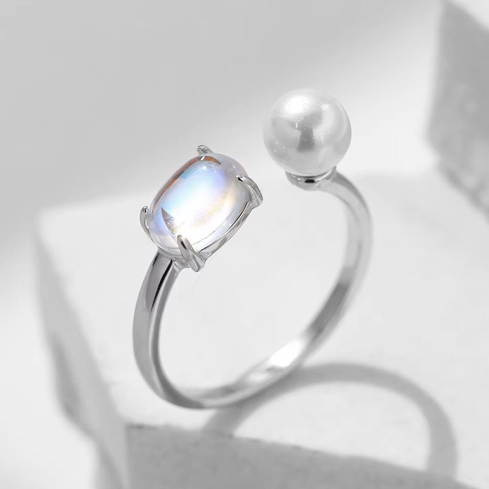 moonstone pearl ring