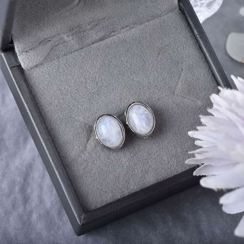 Moonstone Silver Stud Earrings