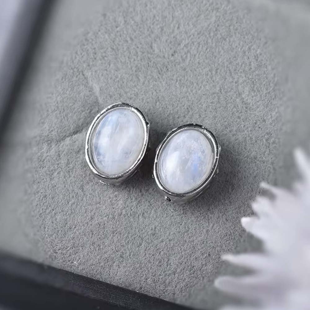 moonstone silver stud earrings