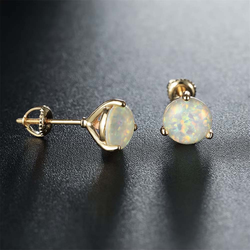 Moonstone Stud Earrings Gold