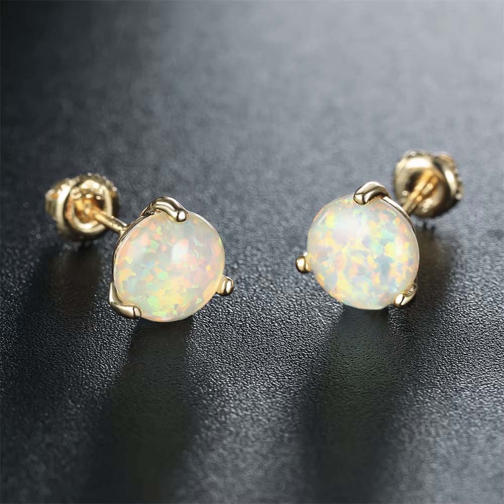 Moonstone Stud Earrings Gold