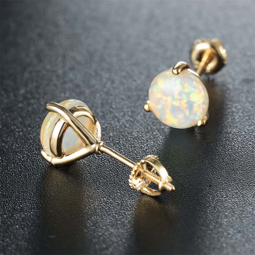 Moonstone Stud Earrings Gold