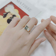 Moss Agate and Moonstone Ring