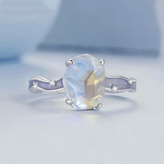 Platinum Moonstone Ring