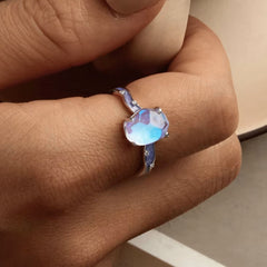 Platinum Moonstone Ring