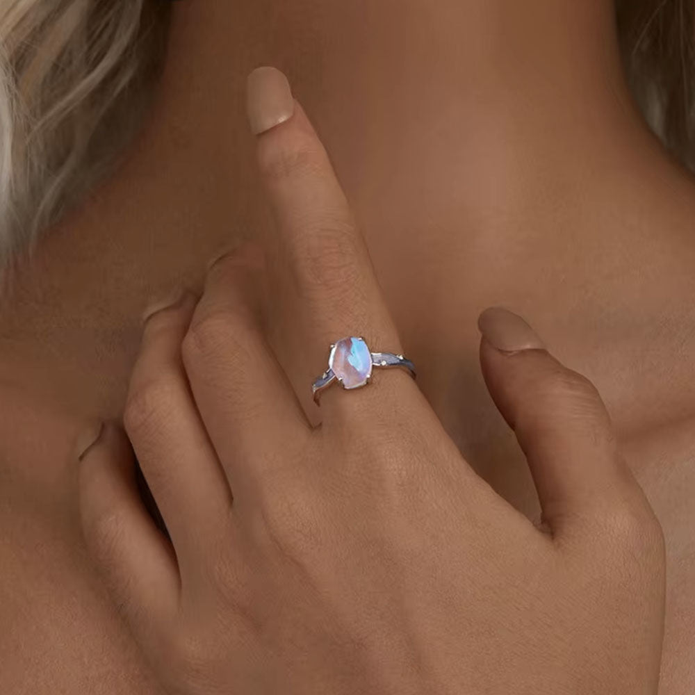 Platinum Moonstone Ring