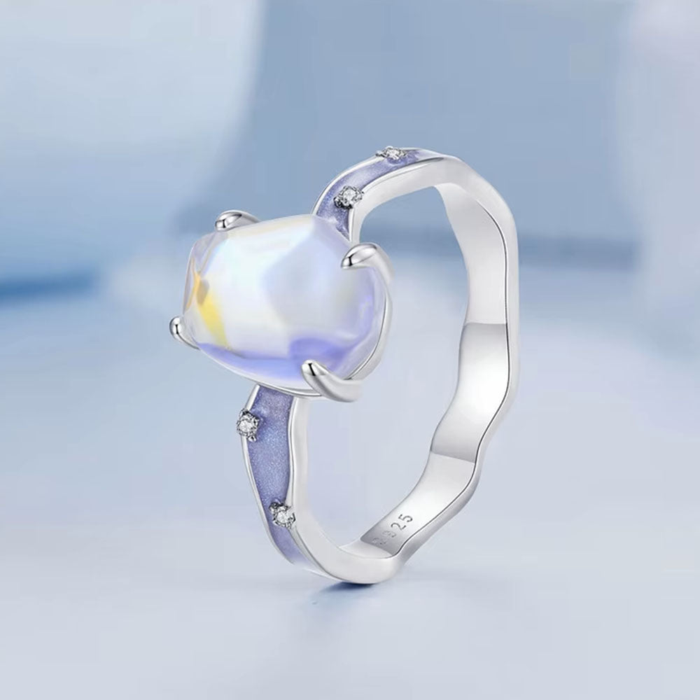 platinum moonstone ring