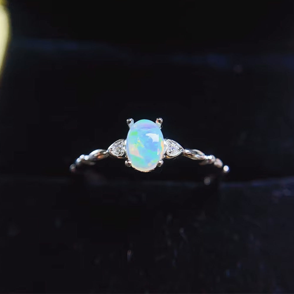 Rainbow Moonstone Ring Sterling Silver