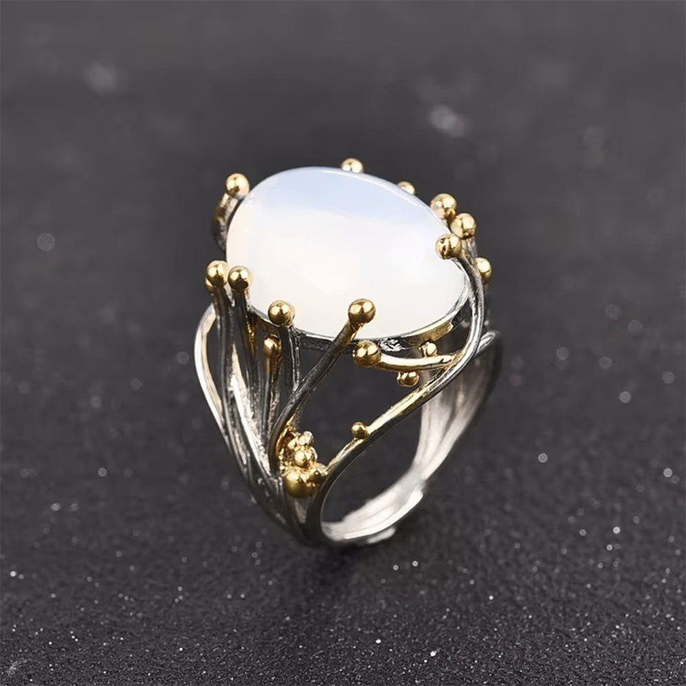 White Gold Moonstone Ring