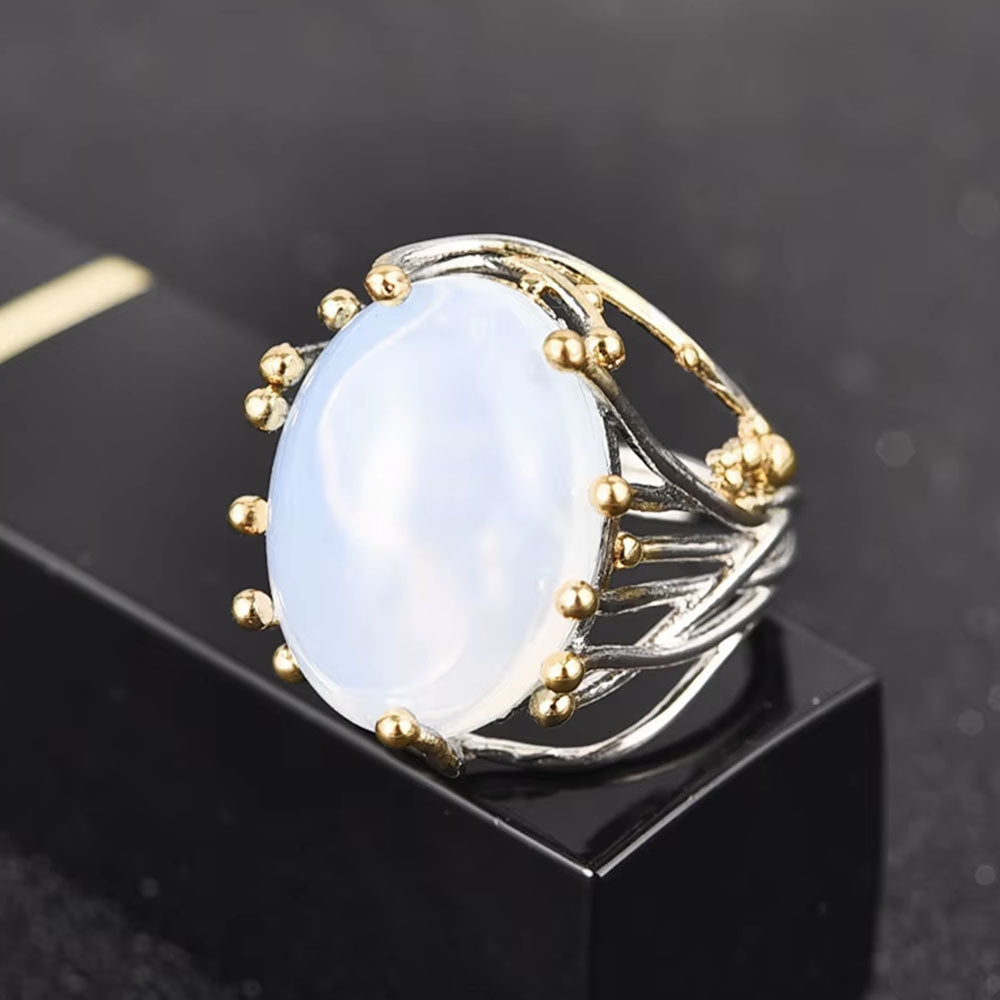 White Gold Moonstone Ring